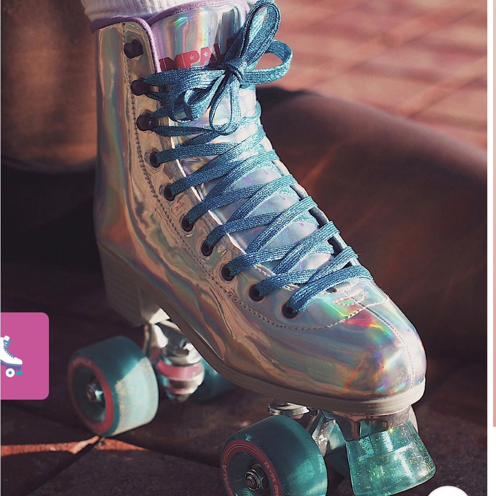 Holographic Roller Skates with Blue Accents